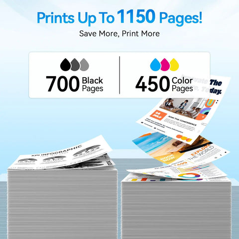 64XL Ink Cartridges Black And Color Combo Pack For 64 High Yield Replacement printing 700 black and 450 color pages
