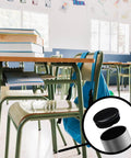 Classroom chairs with 1 Inch Ribbed Plastic Hole Plugs For 3/4 To 15/16 Inch Round Tubing Black End Caps on legs