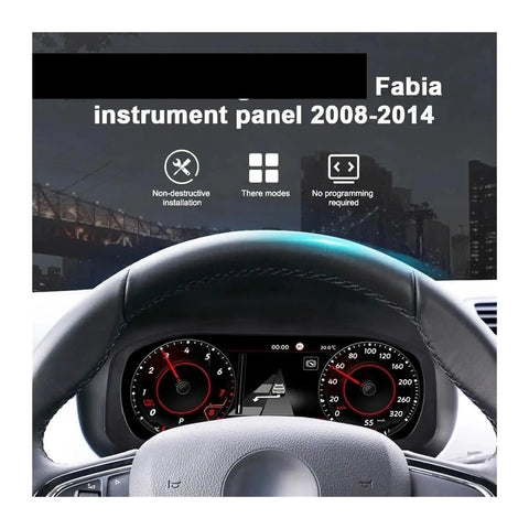 12.3 Inch LCD Dashboard Instrument Panel Replacement For VW Skoda Fabia 2008 2014 Digital Cluster Smart Gauges Speedometer With Built In Circuitry For Stable Idle Performance And Smooth Acceleration Plug And Play Upgrade, steering wheel view