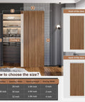 Premium 36X86 Inch Concealed Sliding Barn Door With Sleek Soft Close Hardware And Invisible Track Kit dimensions and installation guide illustration.