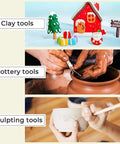 "Six Pack Clay Tools Kit For Pottery And Sculpting With Wooden Handles And Stainless Steel Tips A Dope Set For Clay Modeling Ceramics Molding DIY Carving And Pumpkin And Soap Projects With Easy Grip And Versatility" used for clay modeling, pottery, and sculpting projects.
