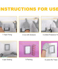 Instructions for using Pro Grade Pre-Taped Masking Film And Tape For Auto Painting And DIY Projects with images of application steps.