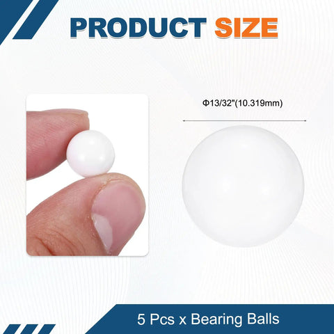 Top Shelf Tough As Nails Premium Aluminum Oxide Ceramic Ball Bearings 5 Piece Pack Smooth Rolling G10 Precision 13 32 Inch Size Replacement Hardware For Shop And Garage Builds, detailed view of 13/32 inch bearing ball.