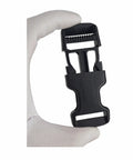 Gloved hand holding Replacement Quick Release Buckles For 1 Inch Straps 6 Pack With 12 Tri Glide Fasteners Heavy Duty Black Easy Repairs
