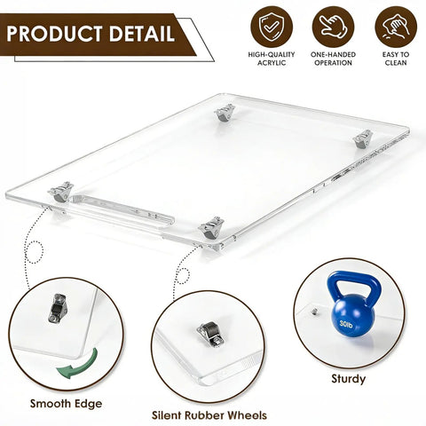 Premium Acrylic Appliance Slider With Quiet Rubber Wheels Moves Heavy Coffee Makers Mixers And Air Fryers Like A Breeze clear acrylic tray with smooth edges and silent wheels.