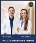 Dr. Dan Ginader and Dr. Katie Blank, official partners of HOMLAND, showcasing professional credentials in healthcare settings.