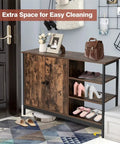 Rock Solid Two Door Industrial Kitchen Storage Cabinet Vintage Sideboard With Adjustable Steel Shelves And Secure Magnetic Catches For Cozy Home Organization with flowers and shoes.