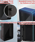 Heavy Duty EV Charger Lock Box With Key Weatherproof Cover For Electric Vehicles features a combination lock, drainage channels, and heat vents.