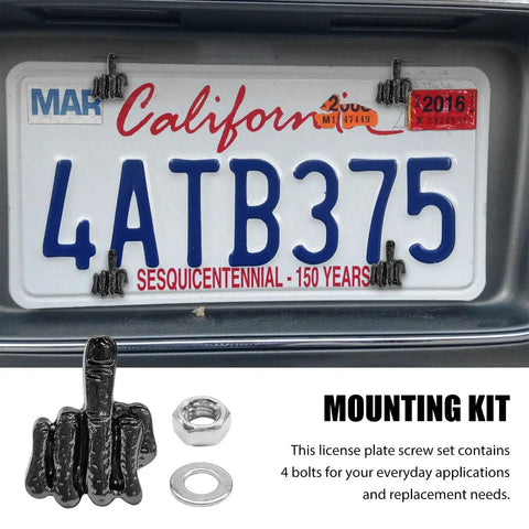 Four Piece Finger Style License Plate Bolts Set Stainless Steel Car Tag Frame Screws Fasteners Kit For Cars Trucks SUVs