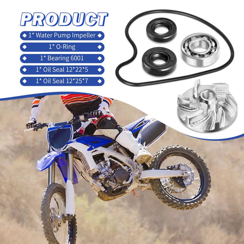 Top Shelf Water Pump Rebuild Kit Including Fresh Impeller Oil Seal And Bearing For Wr250f Yz250f 2001 Through 2013, includes impeller, bearings, seals and o-ring