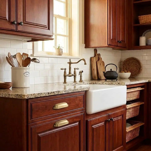 Ten Pack Gold Cup Pulls Three Inch Center To Center Cabinet And Drawer Handles For Kitchen Hardware featuring brushed gold handles in modern kitchen.