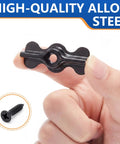 Rock Solid Black Double Wing Flush Mounting Clips With Phillips Screws 24 Piece Kit Made From Hardened Alloy Steel held in hand.