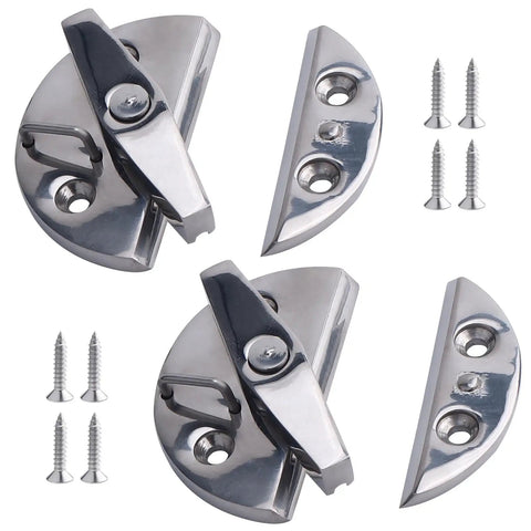 Heavy Duty 316 Stainless Steel Twist Catch Latch Kit For Marine Boat Trunks And Hard Shell Hatches with screws.