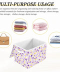Top Tier Foldable Storage Bin With Sturdy Side Grips For Bedroom Organization Durable Oxford Fabric Collapsible Crate With Snug Flip Lid To Keep Your Room Clutter Free, open with clothes and accessories.