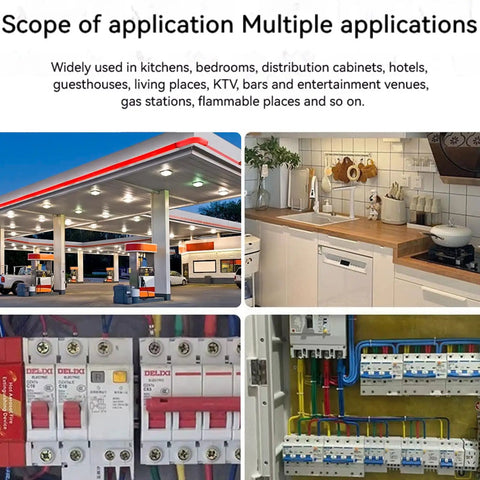 Image showcasing multiple application areas for Automatic Fire Extinguisher Featuring Din Rail Mount And Heat Activated Aerosol Suppression.