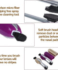 Three-piece eyeglasses cleaning kit with portable wands, microfiber pads, and soft brush heads.