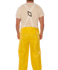 Rear view of Rain Bib Overall For Tough Weather, Bright Yellow Waterproof Workwear In Medium Fit, Heavy PVC Coated Breathable Lining