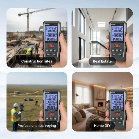 230 Foot Laser Distance Meter With Bright Green Beam And Smart Angle Tracking For No Sweat Indoor Outdoor Renovations in construction and home settings.