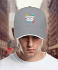 Light Grey Womens Adjustable Baseball Cap Lightweight Breathable Washed Distressed Low Profile Hat For Everyday Wear Dress Up Or Sweatshirt Looks Great For Sports Hiking Cycling And Travel with embroidered text "No Crying on the Yacht"