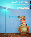Two-Sided Smart Floor Lamp With RGBCW Color, 2000 Lumens, 66 Inch Tall, Alexa and Google Home Ready near vintage TV and child