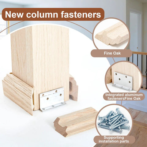 Heavy Duty 3 Inch Newel Post Mounting Kit With Solid L Bracket Fasteners, Fine Oak fasteners and screws for stair railing.