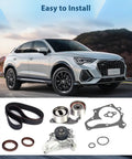 Grease Monkey Timing Belt And Water Pump Upgrade For Toyota Camry RAV4 Celica And Solara 20 Liter 1987 To 2001 parts set and installation image.