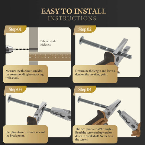 Easy installation instructions for Black And Gold T Bar Cabinet Knobs Set 10 Pack For Kitchen Cabinets And Dressers