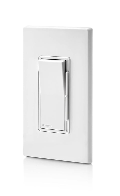 Decora Slide Dimmer Switch For Electronic Low Voltage And Dimmable LED Bulbs With 3 Way And Single Pole Install 600W ELV Or 300W LED Or CFL Keeps Brightness Setting White DSE06 10Z in white color with slide control.
