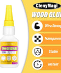 ClenyMagi Heavy Duty Fast Setting Wood Glue For Furniture And Woodworking And Clear Water Resistant Adhesive with a yellow cap