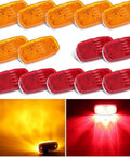Energy Efficient Trailer Marker LED Clearance Lights Set 14x Double Bullseye With 7 Red 7 Amber, 12 LED Side Marker Lights displayed