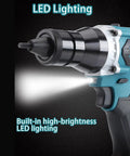 No Sweat Heavy Duty Cordless Rivet Gun With Dual Gears And Smart Memory And Normal Modes showing LED lighting feature