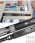 14 Inch Heavy Duty Drawer Slides 6 Pairs Soft Close Full Extension Side Mount Cabinet Rails Black Self Closing Glides For Kitchen Dresser Hardware 100 Pound Capacity Built Tough And Zero Hassle Install with drawer and tools.