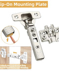 Tough As Nails Soft Close Cabinet Hinges For Frameless Half Overlay Doors with Clip-On Mounting Plate and stainless steel finish.