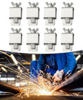 Pro Grade Butt Welding Clamps For Sheet Metal Alignment And Edge To Edge Soldering Kit displayed with welding sparks