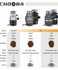 Comparison chart of garbage disposals including Three Quarter Horsepower Continuous Feed Garbage Disposal With Whisper Quiet Operation Easy Clean Splash Guard Odor Resistant Design Food Waste Grinder Includes Power Cord.