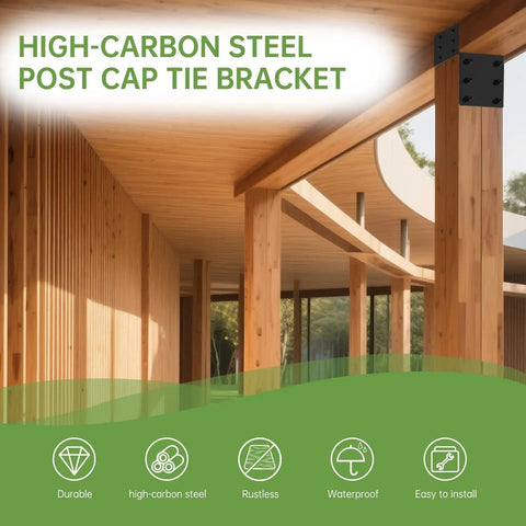 4 Pack Heavy Duty Post Brackets Tie In Beam Supports For 4x4 Posts To Beams High Carbon Steel Black Powder Coated Finish Rust Resistant Gazebo Deck Porch Post To Beam Anchors For Wood Beams Support shown on gazebo structure