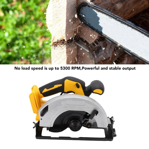 Badass Cordless Circular Saw with 7-1/4 Inch Blade and 5300 RPM Brushless Motor Cuts Hardwood Plywood No Sweat Includes 2 Alloy Steel Blades plus Carry Case for Serious Woodworkers Who Want Power on the Go without any Hassle cutting through wood.
