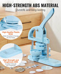 Three In One Button Maker Kit With 25mm 32mm And 58mm Sizes, Ergonomic Arc Handle Punch Press, 300 Button Parts, DIY Badge Maker Totally Fun For Kids And Crafters, Create Badges, Keychains, Magnets, Mirrors, And More, Panda Book Included Blue showing high-strength ABS material