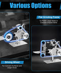 Slick 1x30 Inch Belt Bench Grinder And Sander Driven By A Brushless Motor Featuring Stepless Speed Control To 6000 Rpm with flat grinding frame.