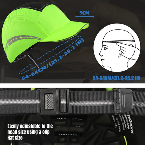 Lightweight Bump Cap With Breathable Baseball Cap Style For Work Hard Hat Alternative For Men And Women Lime Green Protective Headwear With Durable ABS Liner And Ventilated Comfort.