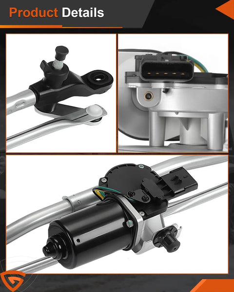 Premium Front Windshield Wiper Motor And Linkage Assembly Compatible With Jeep Wrangler JK 2007 To 2018, detailed components view.