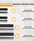 Spike Lug Nut Socket Key 19mm Hex Universal Replacement Tool For M14x1.5 M14x2.0 9/16-18 1/2-20 M12x1.5 M12x1.25 shown in different styles