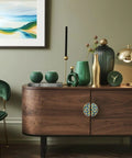 Straight Up Stunning Floral Tile Cabinet Handles, 2 Pack Semicircle Drawer Pulls, 3 Inch Center To Center Spacing, Solid Zinc Alloy Body, Easy Swap Kitchen And Bathroom Dresser Hardware Combo on a dark wood cabinet.
