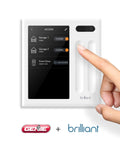 Touchscreen of WiFi Enabled Smartphone Garage Door Controller showing status of two garage doors and front door, works with Alexa and Google Assistant.