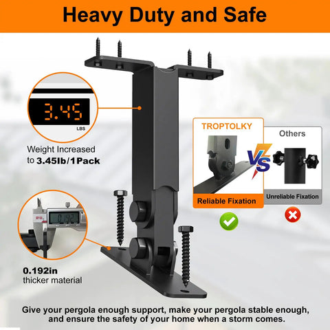 Kickstart Your Backyard Setup With These Dang Solid Heavy Duty Roof Riser Brackets Adjustable Angle Pergola Connector Kit Rust Proof Steel with 3.45 lb weight.