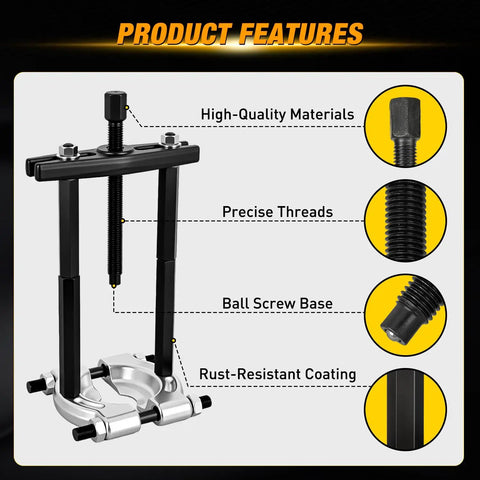 Heavy Duty 14 Piece Bearing Puller Kit 5 Ton Bearing Separator Tool For Auto Repair features high-quality materials and precise threads.