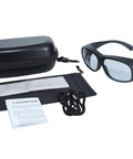 Hardcore Co2 Laser Safety Glasses Featuring Od6 Plus Optical Blocking With Ce En207 Certification Built Tight For Busy Dental Clinics And Industrial Sites Daily, with storage case and cleaning cloth.