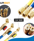 60 Inch Refrigerant Charging Hose With Ball Valves For R410A R134A R22 R12 R502 R404 With One Quarter Inch SAE Fittings