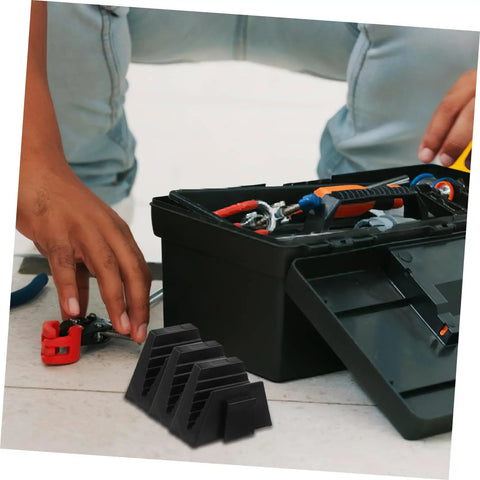 12 Piece Modular Wrench Rack Organizer Tray for wrenches, shown near a toolbox with tools, space-saving plastic garage storage.