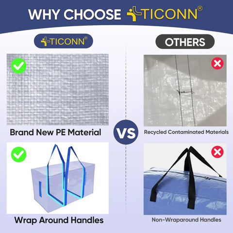 Comparison of Ultra Large Moving Bags With Heavy Duty Zippers And Sturdy Carry Handles Waterproof Storage Bags vs alternatives